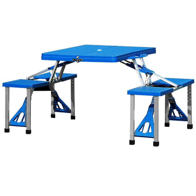 Deuba Campingtafel – Aluminium met 4 Zitplaatsen – Inklapbaar Blauw