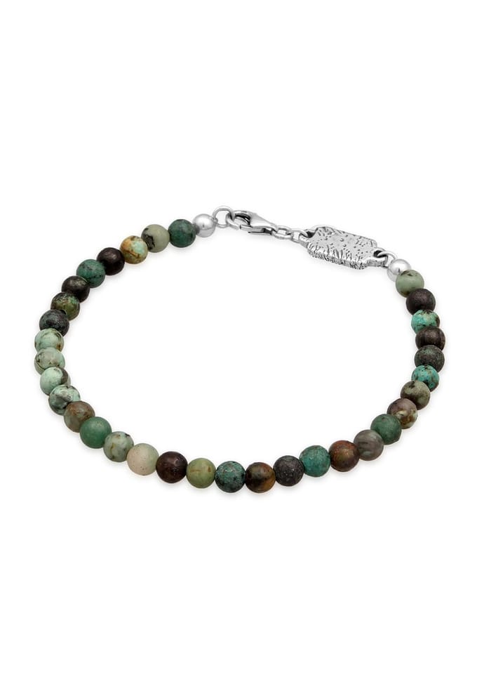 Haze & Glory - Armband - Afrikanischer Türkis Ozean Perlen 925 Silber - Heren