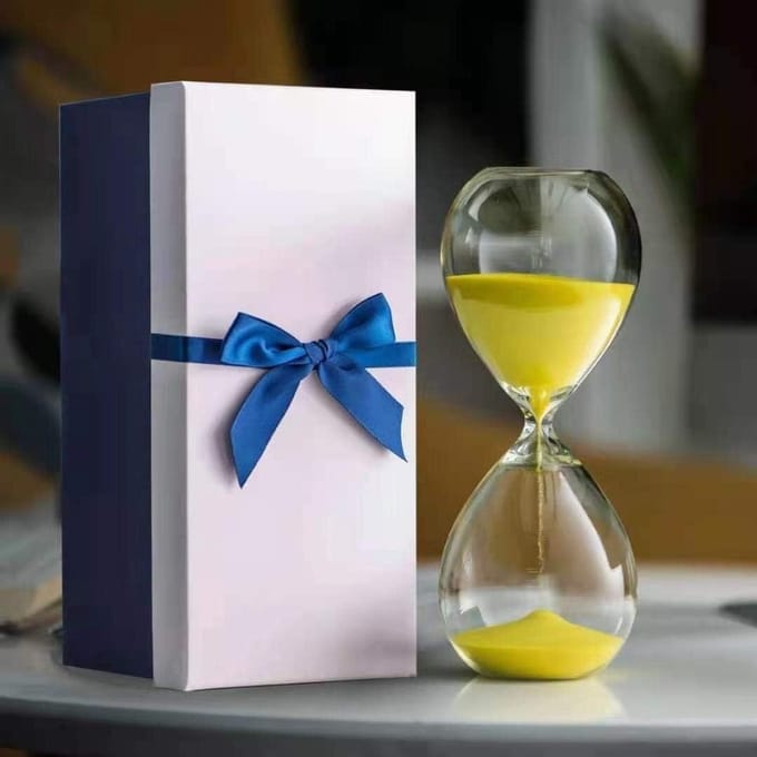 Zandloper Klok - Glazen Timer - Tijd Management - 30 Minuten - 8x20 cm - Geel