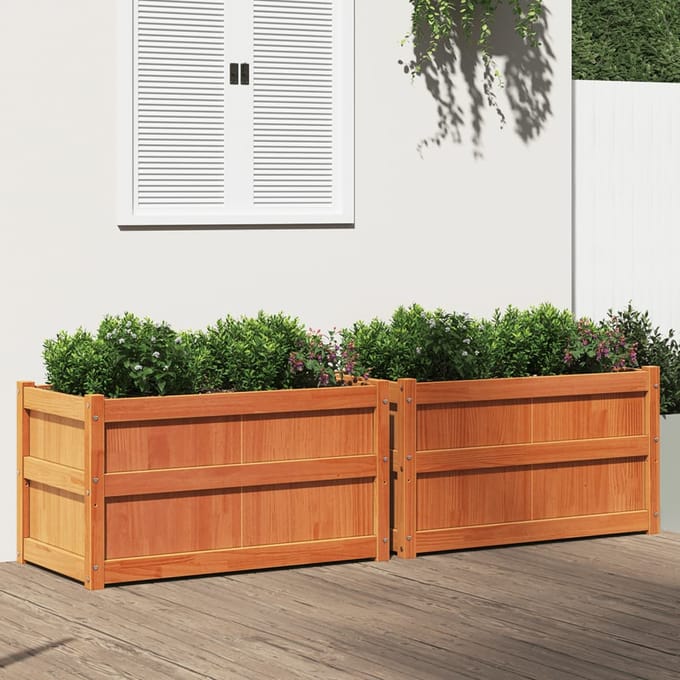 vidaXL - Plantenbakken - 2 - st - cm - massief - grenenhout - wasbruin