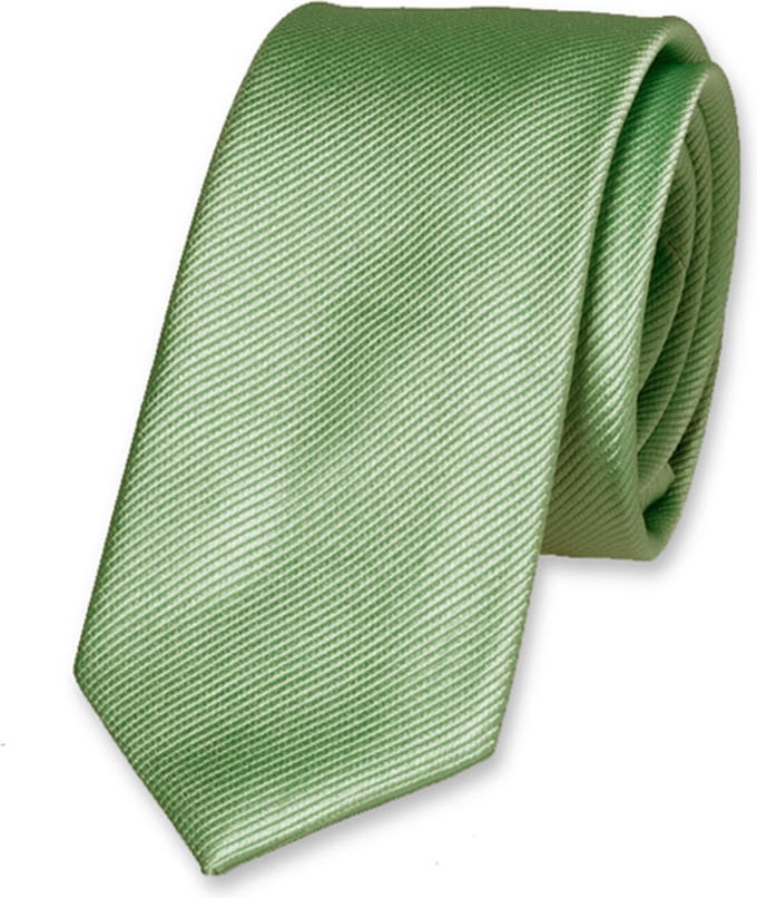 E.L. Cravatte Smalle Stropdas - Pastelgroen - 100% Zijde