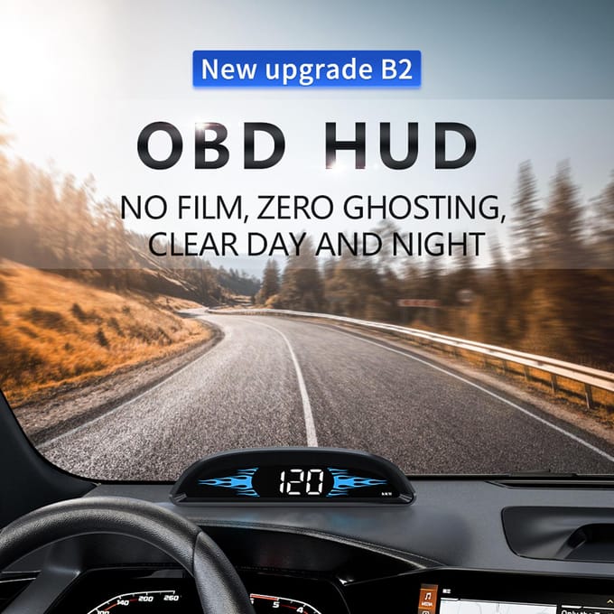 Auto Nieuwe OBD Snelheidsmeter HUD Head-up Display B2 Multifunctionele Auto Diagnostische Detector Snelheidsmeter zwart