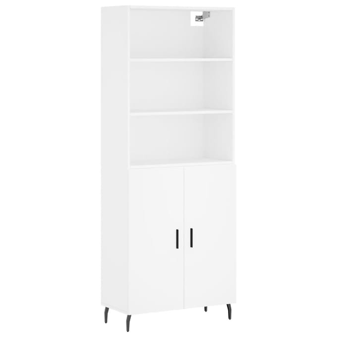 vidaXL - Hoge - kast - 69,5x34x180 - cm - bewerkt - hout - wit