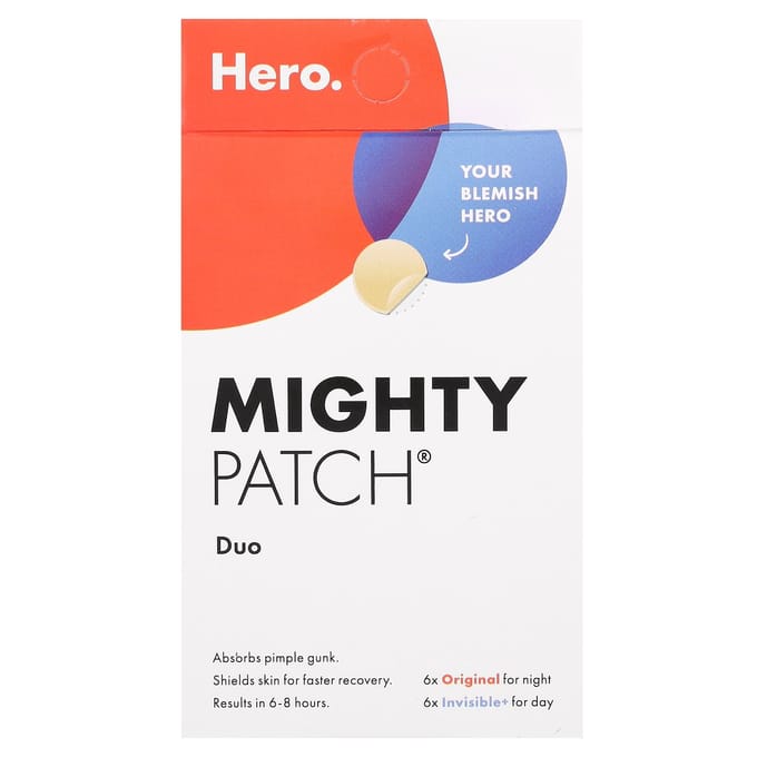 Hero Cosmetics, Mighty Patch Duo, 6 original patches + 6 invisible patches gray