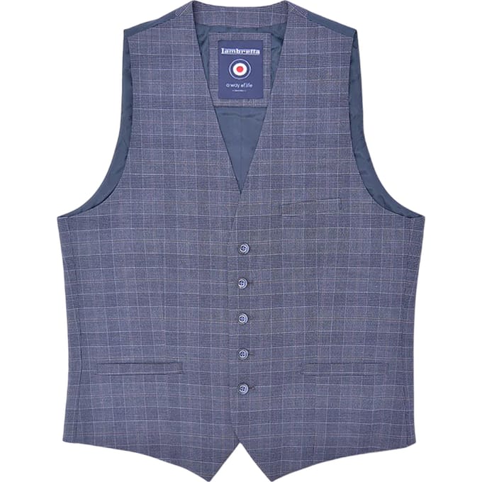 Lambretta Heren Bradley Geruite Waistcoat (Leisteen)