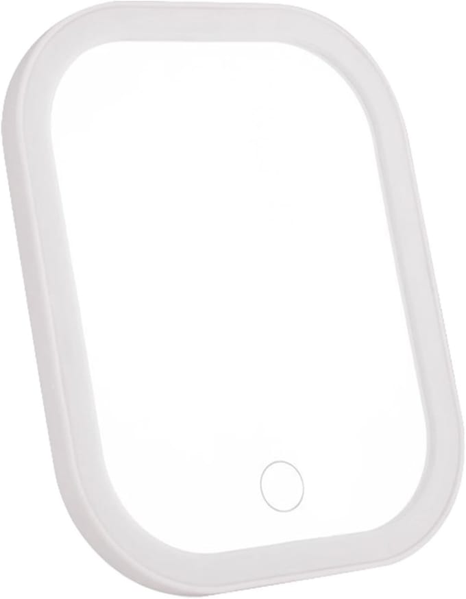 Verlichte make-upspiegel - Draagbare spiegel - Make-up aanbrengen - Touch bediening - 18.6 x 14.6 cm - Wit