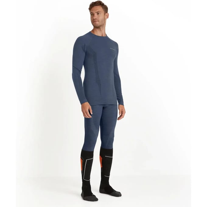FALKE Wool-Tech Longsleeve sneldrogend wol functioneel functioneel shirt met lange mouwen heren blauw - maat M