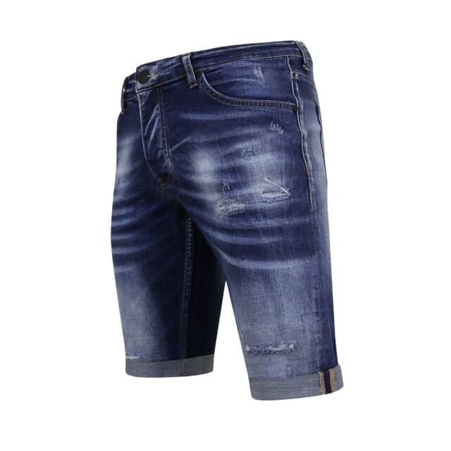 Blue Ripped Shorts Heren - Slim Fit -1081- Blauw