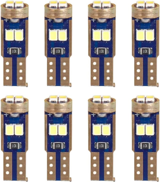 8x T5 W3W Canbus LED Lampjes voor Dashboard en Interieurverlichting