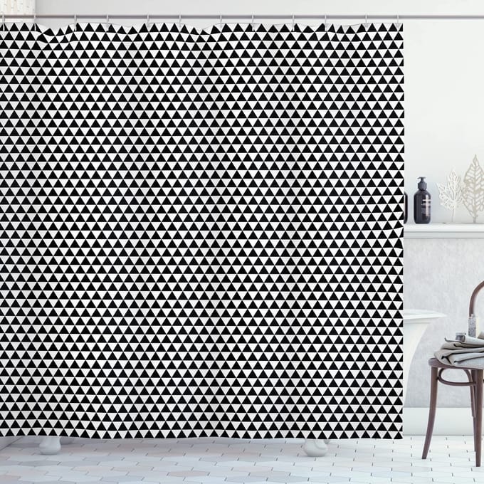 ABAKUHAUS Douchegordijn – Driehoekpatroon – 175x200 cm – Antraciet/Wit
