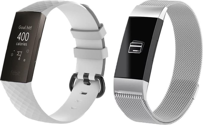 KELERINO. Siliconen bandjes geschikt voor Fitbit Charge 3 - 2-pack - Large