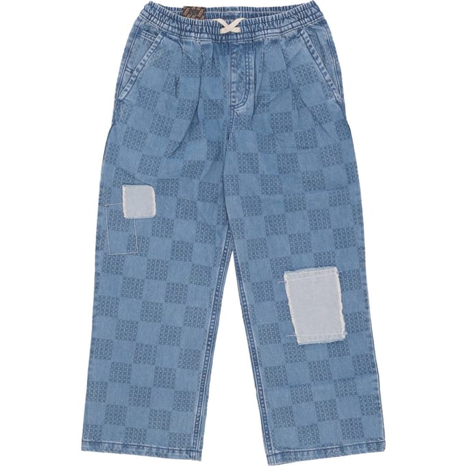 Damesjeans Mended Check Denim Range Loose Crop Pant Denim Stone