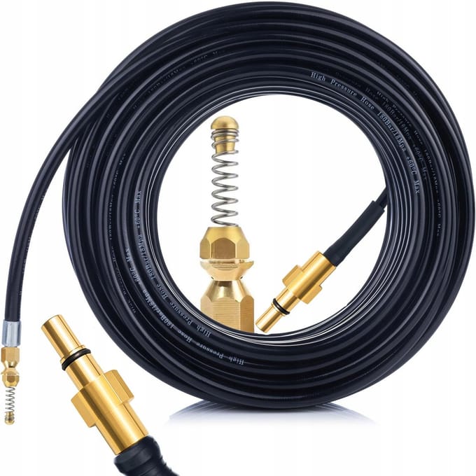 Rosfix Hogedrukslang Vervanging - Messing Spuitmond met Veer - 10 M 1/4" 60°C