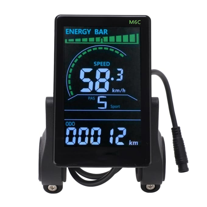 Écran LCD M6C pour vélo électrique, compteur ABS, panneau de commande avec 6 broches black