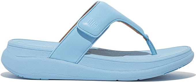 Fitflop Slipper F-Mode Go Adjustable Flatform Toe-Post Platino Bondi Blue