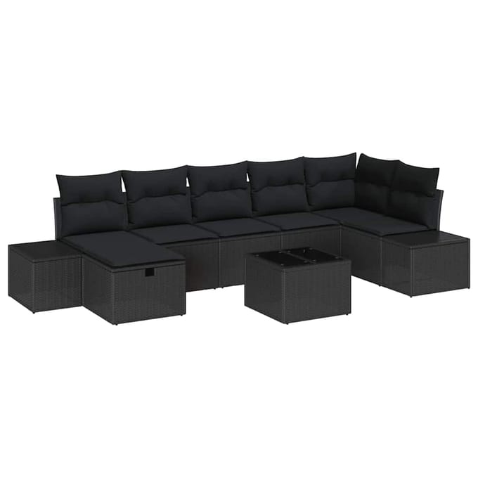 vidaXL - Bankstel - 8 - st - poly - rattan