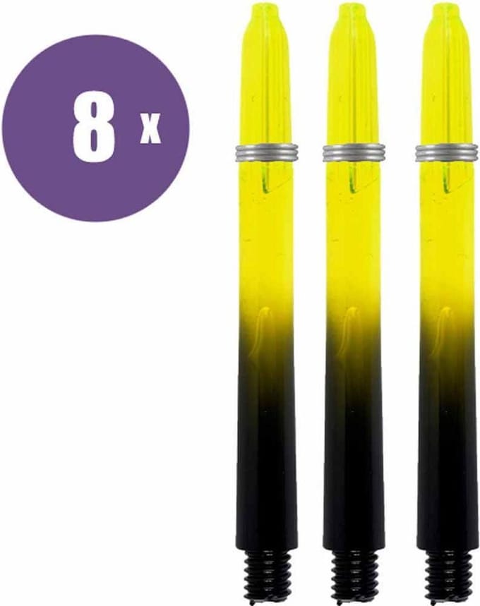 ABC Darts - Dart Shafts - Kunststof Black V Geel - Medium - 8 sets