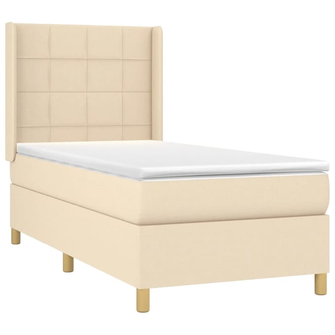 vidaXL - Boxspring - met - matras - stof - crèmekleurig - 100x200 - cm