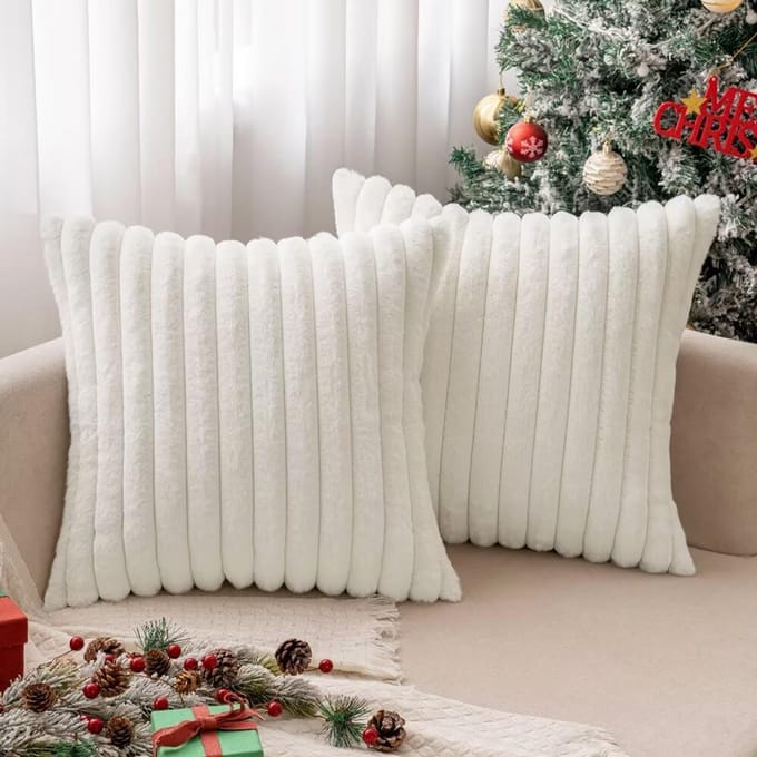 Pluche Kussenslopen 45 x 45 cm - Kerstdecoratie en Woonaccessoires Set van 2