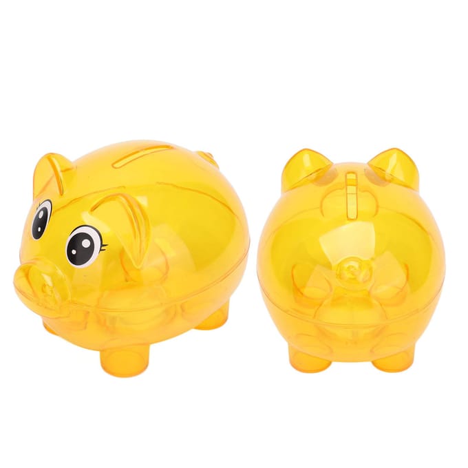 Transparante Plastic Spaarpot Breekbestendig Vorm van een Varken Spaarvarken voor KinderenL yellow