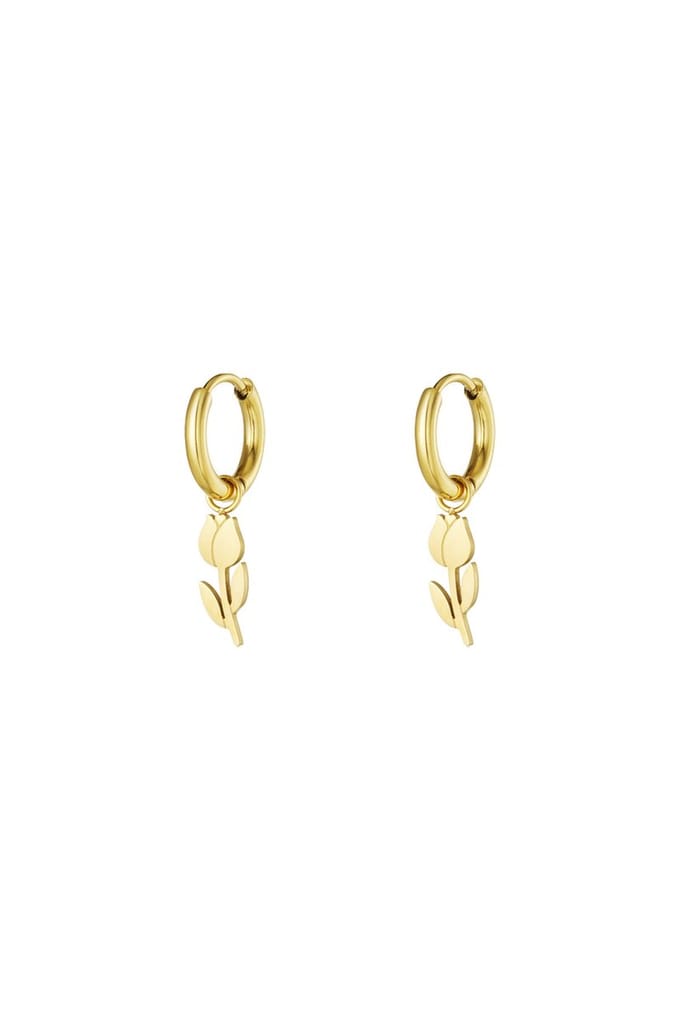 Yehwang Tulp - Oorbellen - Stainless steel - 2.5 x 1.2 cm - Goudkleurig