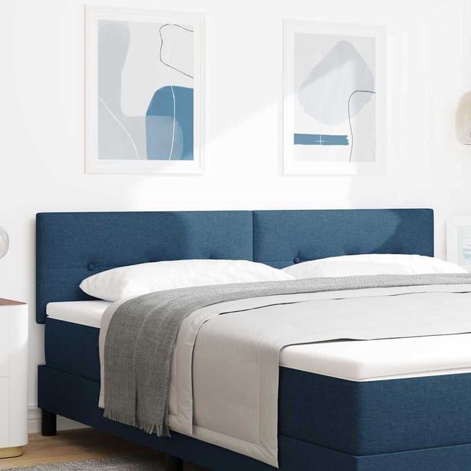 vidaXL - Hoogte - verstelbaar - hoofdbord - met - hoofdeinde - Blauw - 180 - cm - Stof