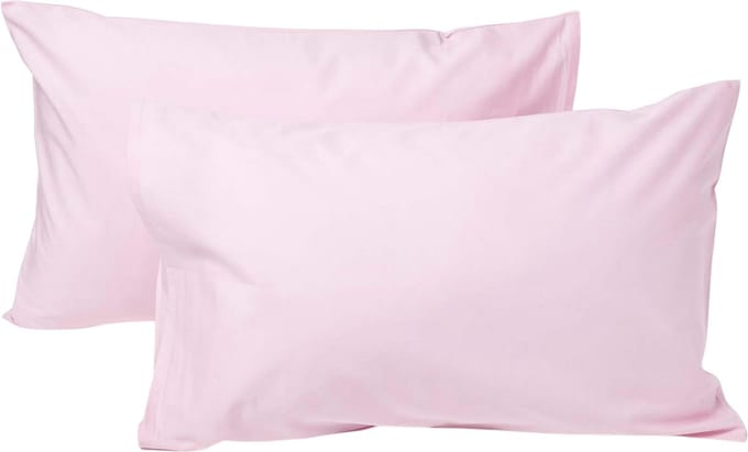 Homescapes Kinder Kussensloop 40x60 cm – Set van 2 – Uni Roze – Egyptisch Katoen – OEKO-TEX®