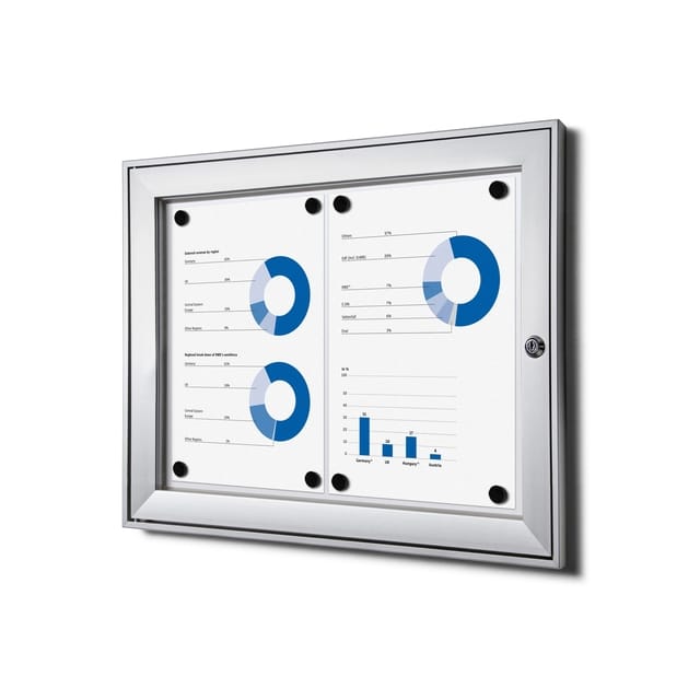 Vergrendelbaar notitiebord indoor zilver 2x a4