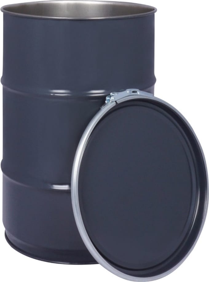 Olievat met deksel - prullenbak - 60 liter - staal - grijs