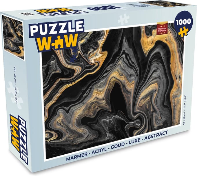Puzzel Marmer - Acryl - Goud - Luxe - Abstract - Legpuzzel - Puzzel 1000 stukjes volwassenen