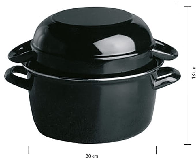 APS Mosselpan serveerpan - Zwart - 3,3 liter - 26,5 x 22,5 cm - Vaatwasserbestendig