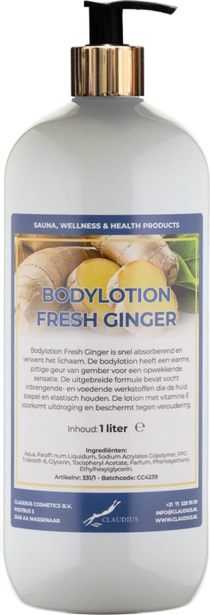 Bodylotion Fresh Ginger 1 liter met gouden pomp