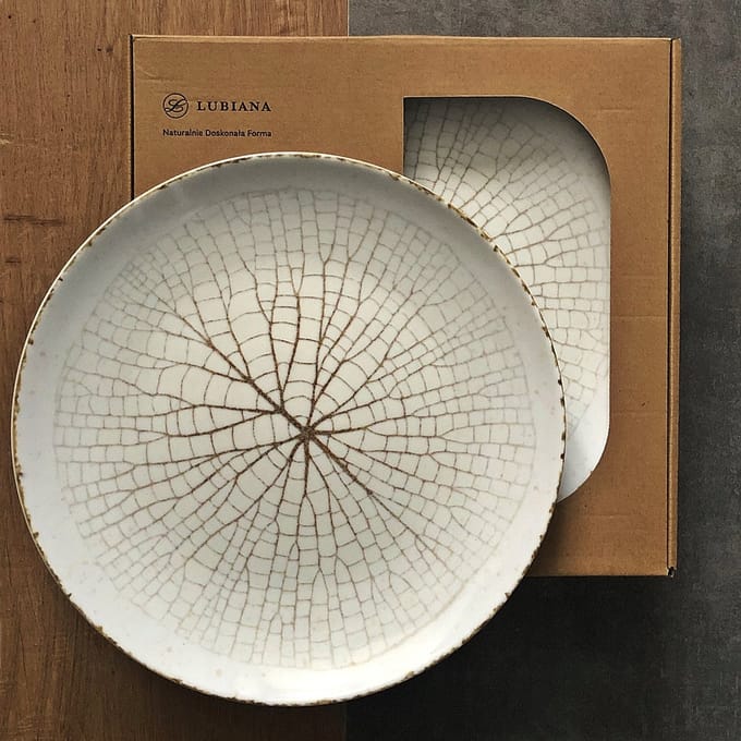 Lubiana Kerajet Leaf 3 6x platte dinerborden 27 cm beige/bruin