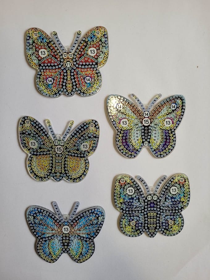 Diamond painting sleutelhangers vlinders (5 stuks) dubbelzijdig te beplakken