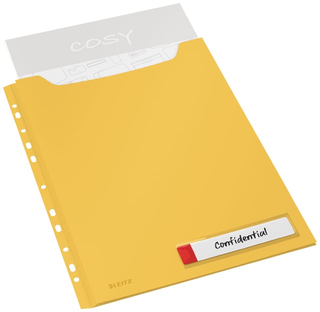 Leitz Cosy Harmonica 3 Insteekhoezen  - Insteekmap Voor A4 Documenten  - Ideaal voor Thuiskantoor/Thuiswerken - Warm Geel