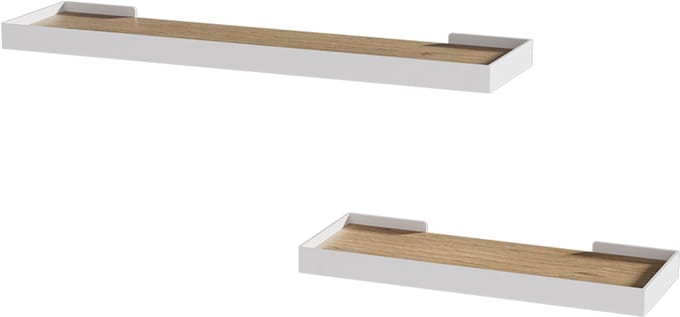 Vicco Erni Muurplank – 60 x 3 cm Set van 2 Eik wit/goud