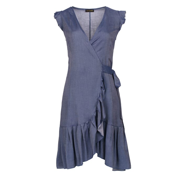 Blauwe Denim stijl wikkeljurk