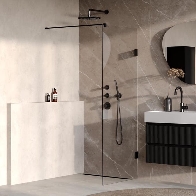 Brauer Void - Inloopdouche - Helder Glas - 70 x 200 cm - incl. Glascoating - Mat Zwart
