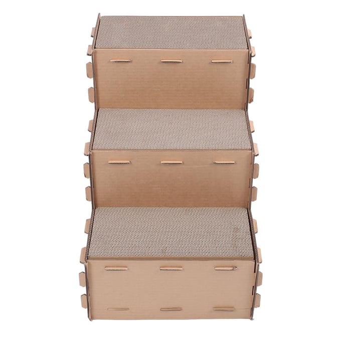Kartonnen Kattenhuis Golfkarton Grote Krabbox met Krabmat voor Binnenkat Spelen en white