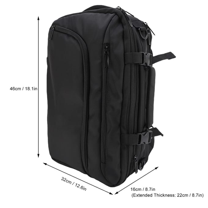 Sac à dos multifonctionnel avec pompe Extensible 36 à 55L Grande capacité Séparation sec humide Vide black