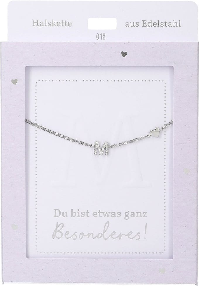 Depesche ketting zilver met letter M en hart - sieraden cadeau.