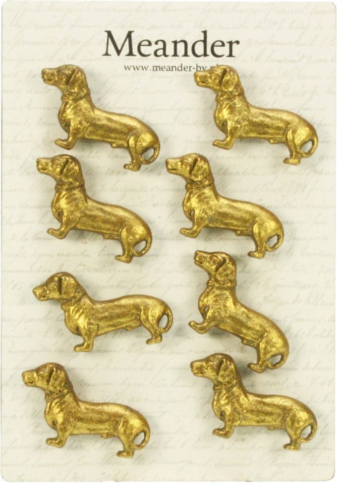 Magneetjes Teckel goudkleurig (set van 8) 11,5x1x16,5cm