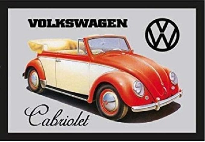 Volkswagen KEVER Cabriolet - Spiegel met Omlijsting - 22x32cm