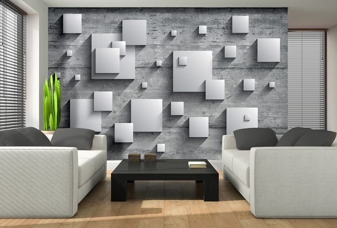 Abstract Modern Grey Silver Photo Wallcovering