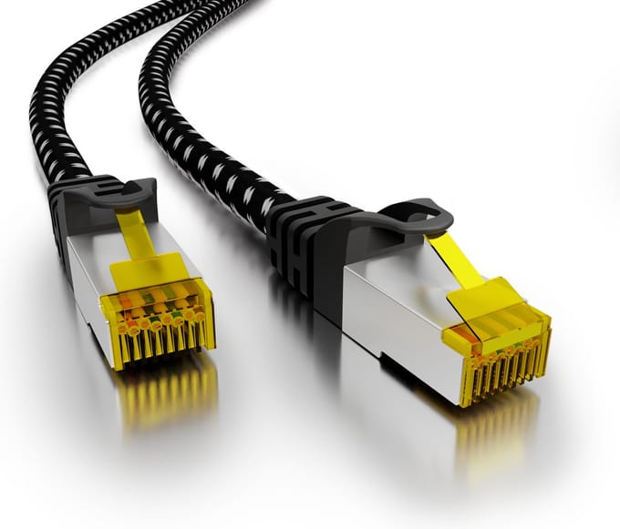 Cat 7 - F/FTP - Netwerkkabel - Afgeschermd - Nylon braid mantel - 10 Gbps - 0.25 meter - Wit - Allteq