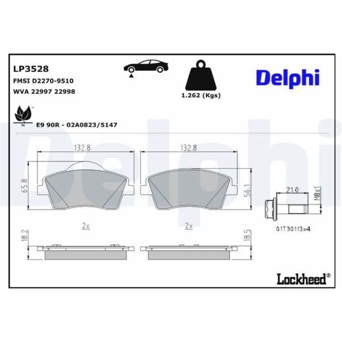 Remblokset DELPHI LP3528, voor