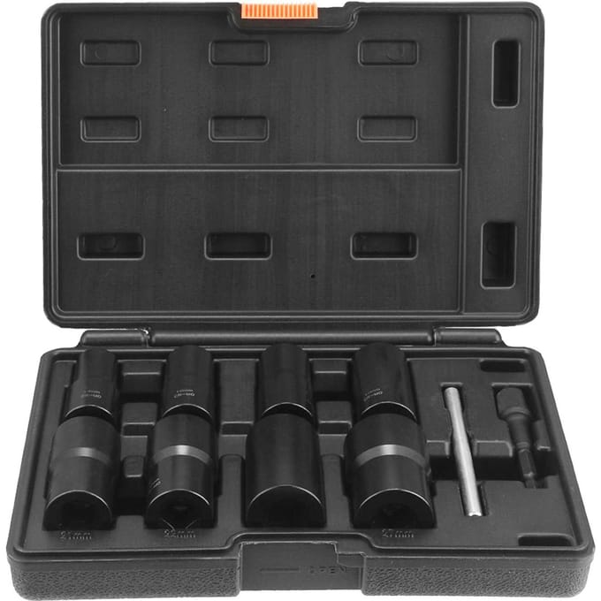 Boutuitdraaiset, 10-delig Dopgereedschap voor wielmoeren, 1/2 inch aandrijving, Boutmoeruitdraaiset, zwart