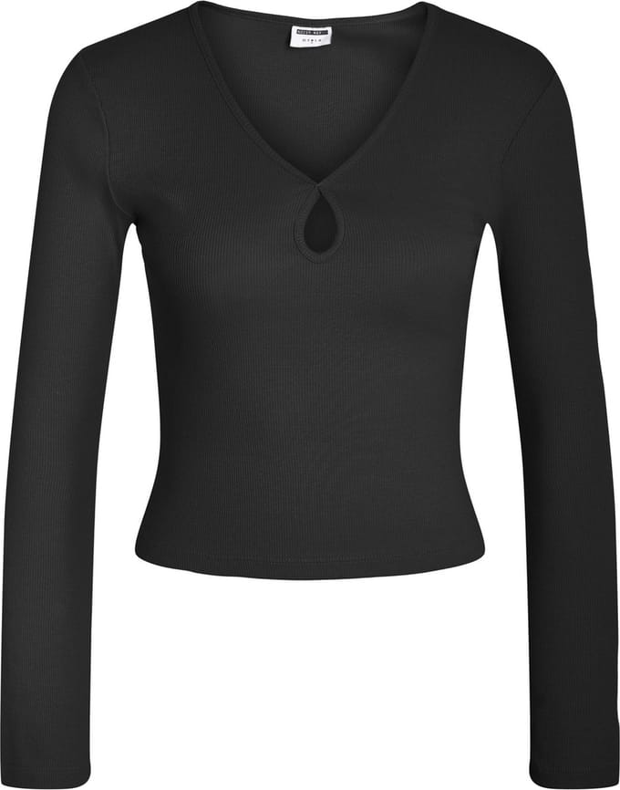 NOISY MAY NMMAYA L/S V-NECK KEYHOLE TOP S* Dames Top - Maat S