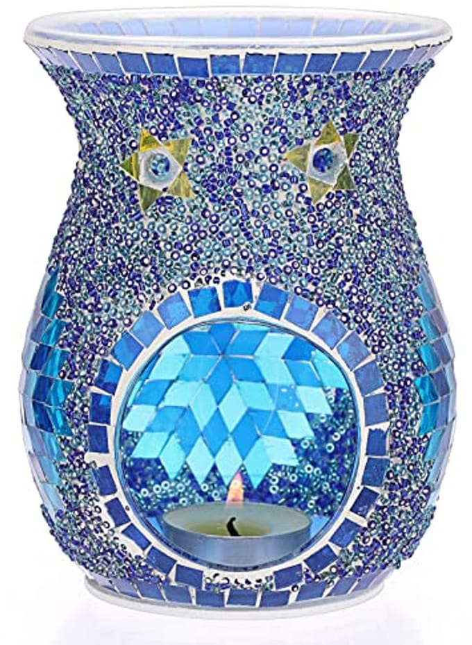 Oliebrander van mozaïekglas - blauw - geurdispenser - creëer een ontspannen sfeer - m-winkel