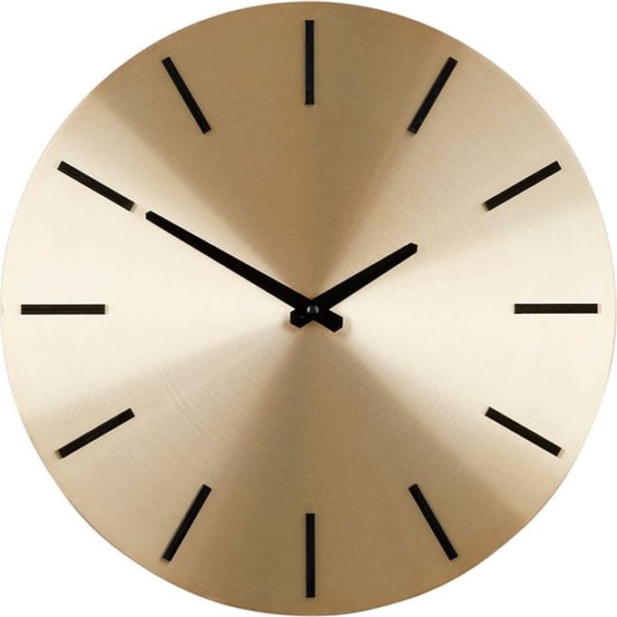 Mica Decorations Brixen Wandklok - Aluminium - op Batterij - 36 cm - Goud